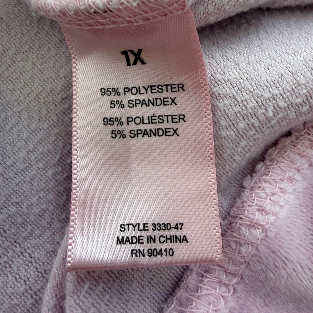 Juicy Couture Velour Sweatshirt Womens 1X Pink Rhinestone Logo Top - Picture 11 of 16